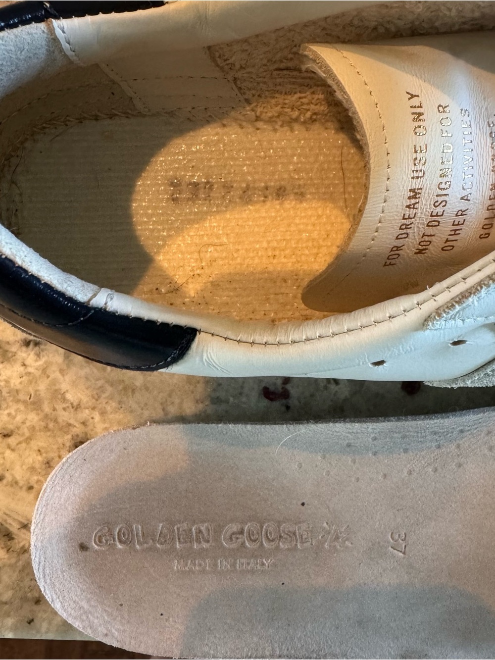 Golden Goose White Sneakers with Gray Star and Navy- Velcro straps -rare find! - Picture 11 of 11
